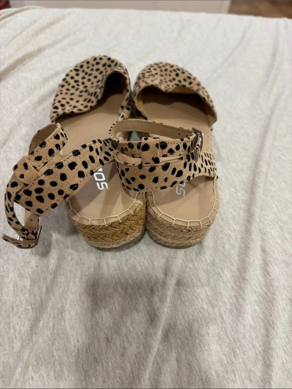 Women’s Tan Leopard Espadrille Ankle-Strap Flats
